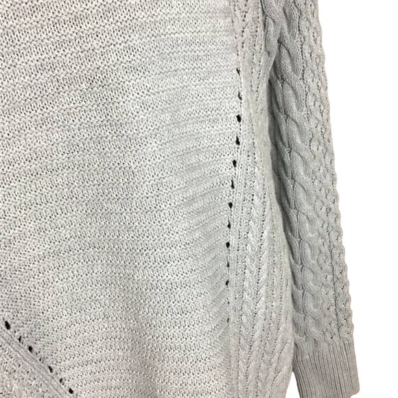 Caslon Women’s 1X Gray Cable Knit V-Neck Long Sleeve Sweater NWT - Picture 8 of 15